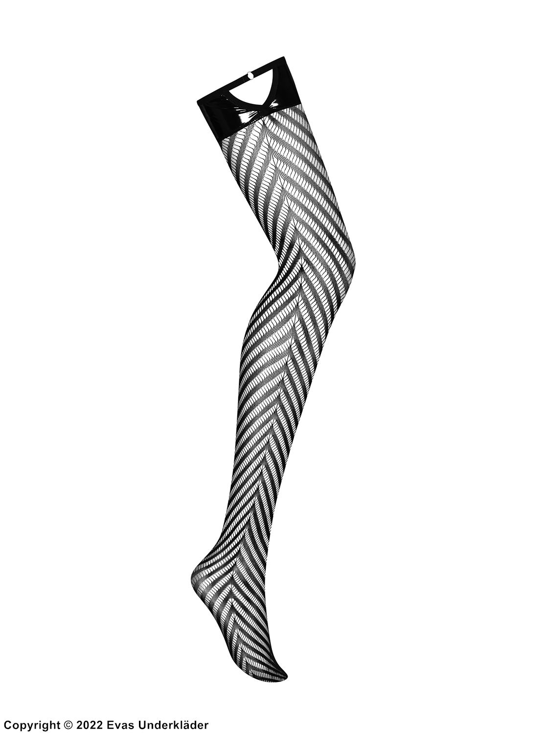 Exclusive stockings, faux leather, cut out, chevron pattern